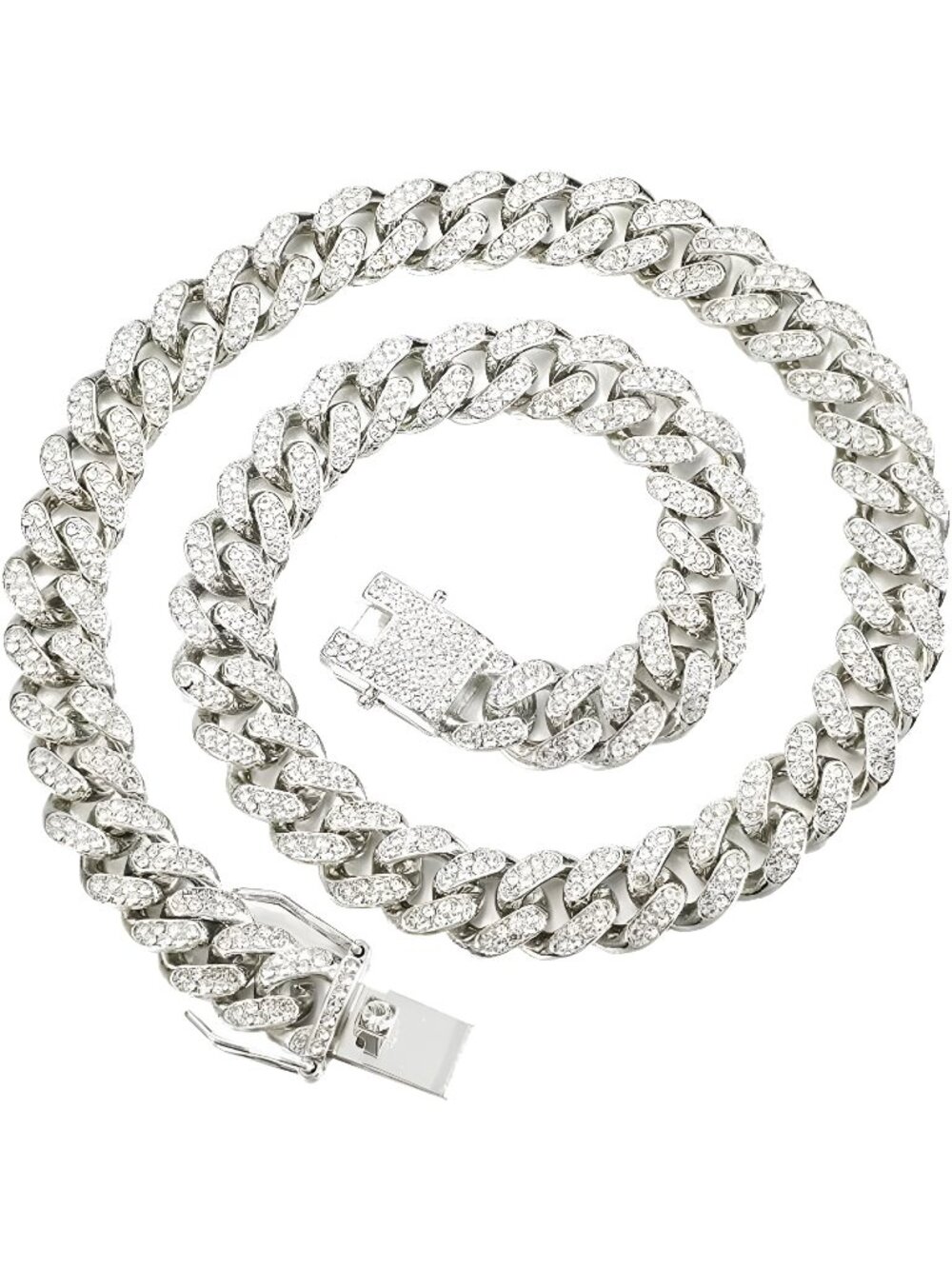 Link Chain Miami Cuban Necklace 18k Gold Silver Diamond Cut Stainless Steel